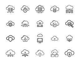Cloud Computing and Storage Icons Set vector