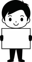 Boy Holding Blank Sign, Ready for Your Message vector