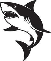 Powerful Shark bold black and white silhouette graphic vector