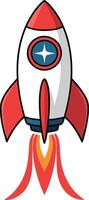 simple cartoon rocket ship launching upward vector