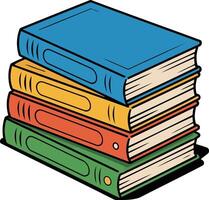 A vibrant flat cartoon style illustration of a stack of colorful books. vector