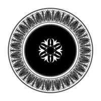 Beautiful round frame arabesque. Monochrome plate with a large element in the center. Vintage, European frame with arabesques EPS. Pattern frame for textile, embroidery, porcelain, ceramics vector