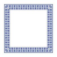 Blue Decorative border frame deco label. Square floral european national pattern frame arabesque. Elegant element for design, place for text. Lace frame for square surfaces, invitations vector