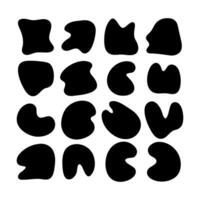 Doodle liquid abstract blob shapes, black irregular organic random forms, fluid silhouette, simple smooth ink stain. Highlight for social media stories. Perfect for branding, social media vector