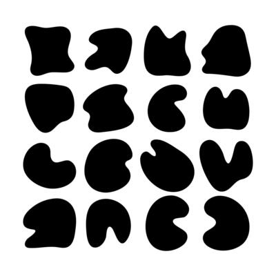 Doodle liquid abstract blob shapes, black irregular organic random forms, fluid silhouette, simple smooth ink stain. Highlight for social media stories. Perfect for branding, social media