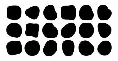 Black liquid organic blob shapes, irregular random forms, fluid silhouette, simple smooth ink stain. Perfect for branding, social media, posters, packaging, website design, wall art, creative vector