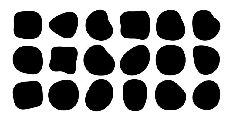 Black liquid organic blob shapes, irregular random forms, fluid silhouette, simple smooth ink stain. Perfect for branding, social media, posters, packaging, website design, wall art, creative