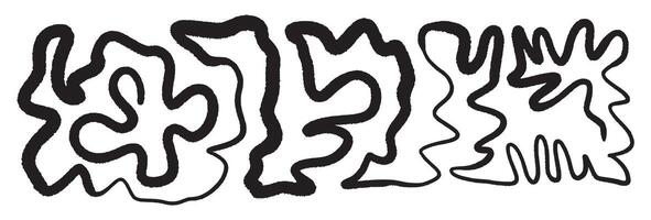 Messy clew symbols for chaos concept. Scribble line, knot shapes. Complicated concept. Abstract Doodle Shapes. Hand Drawn Wavy Line Art Set. Perfect for modern design, posters, branding, packaging vector