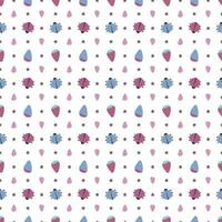 ladybugs and berries pattern vector