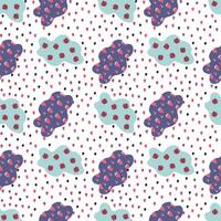 pattern with clouds, ladybugs and berries vector