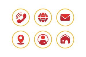 6 Contact Information Icons Set in Solid Glyph Line Style vector