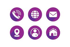 6 Contact Information Icons Set in Flat Style Design vector