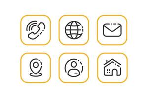 6 Contact Information Icons Set in Line Style vector