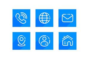 6 Contact Information Icons Set in Flat Style vector