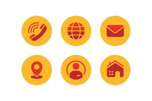 6 Contact Information Icons Set in Round Flat Style vector