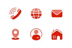 6 Contact Information Icons Set in Glyph Solid Style vector