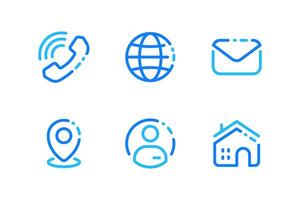 6 Contact Information Icons Collection in Line Style vector