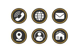 6 Contact Information Icons Set in Round Solid Glyph Style vector