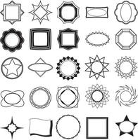 set of black and white shapes and frames vector