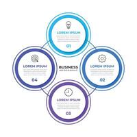 Circular scheme with four round paper white elements. Concept of cyclic business process with 4 stages. Minimal infographic design template. Modern flat illustration for data visualization. vector