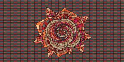 Geometric Rose in a Stained Glass Style wire frame illustration style. vector