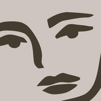 Minimal abstract female face line drawing in modern elegant beige style vector