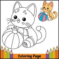 Relaxing Cat Coloring Sheet vector