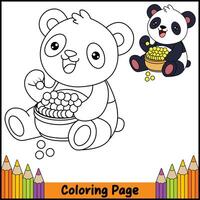 Smiling Panda Coloring Page vector