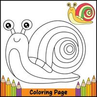 Snail Drawing Coloring Page vector
