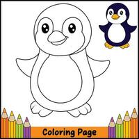 Realistic Penguin Coloring Page vector