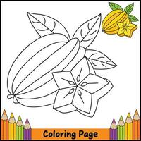Starfruit coloring page vector