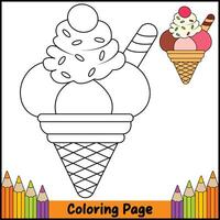 Tasty Ice Cream Cone Coloring Page vector