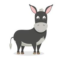 Cute donkey on white background. illustration in flat style, cartoon character. vector