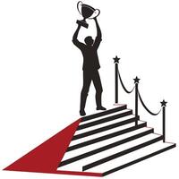 Minimalist Winner Silhouette Victory Pose with Trophy vector