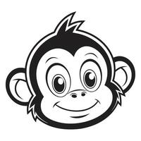 Cheerful Monkey Face Line Art Minimalist Cartoon Animal Design vector