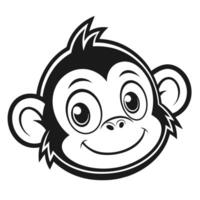 Cute Monkey Line Drawing Black and White Cartoon Style Art vector