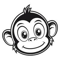 Playful Monkey Face Sketch Minimalist Animal Character Design vector