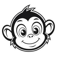 Smiling Monkey Face Line Art Whimsical Minimalist Animal Icon vector