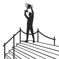 Winners Glory Bold Silhouette of Athlete with Trophy vector