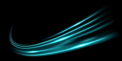 Abstract blue light waves on black background vector