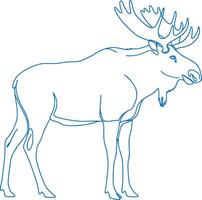 Elegant minimal hand drawn moose illustration in clean style showcasing simple monoline wildlife art for modern design vector