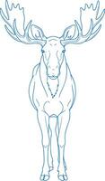 Minimalist hand drawn moose illustration front facing design in clean simple line art ideal for modern wildlife themes vector