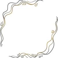 Stylish Abstract Gold Wavy Frame with Dotted Embellishments on Dark Blue Canvas Perfect for Invitations, Greeting Cards, Luxury Packaging, and Branding Design vector