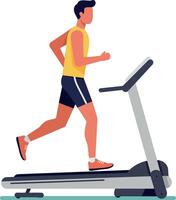 Man Running on Treadmill Fitness Exercise Indoor Workout Activity Illustration vector
