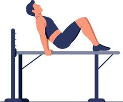 Man Exercising on Parallel Bars Training Strength and Balance in Fitness Routine vector