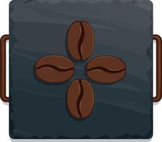 Coffee Beans on Black Square Tray with Handles Illustration vector