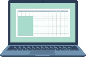 Laptop with spreadsheet open on screen modern technology illustration vector