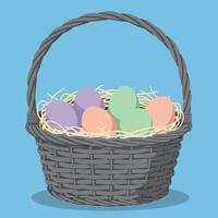 Easter basket with pastel colored eggs in nest illustration image vector