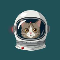 Cat wearing astronaut helmet space exploration illustration for science and technology designs vector