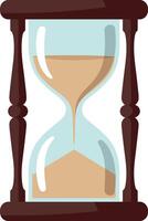 Hourglass timer with wooden frame and flowing sand for time measurement illustration vector